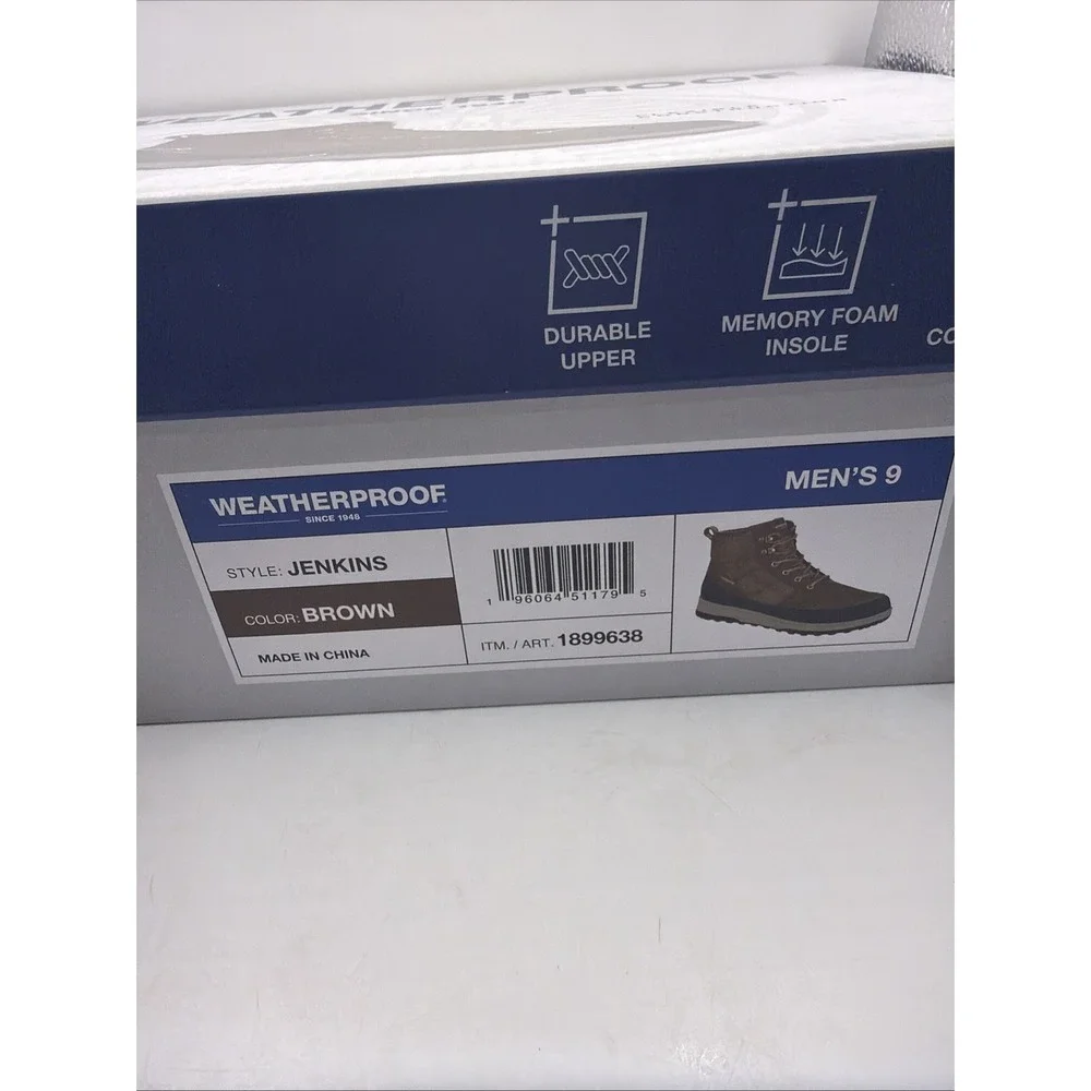 Weatherproof Jenkins Snow Boots Men's Brown Lace Up Lightweight Comfort Size 9